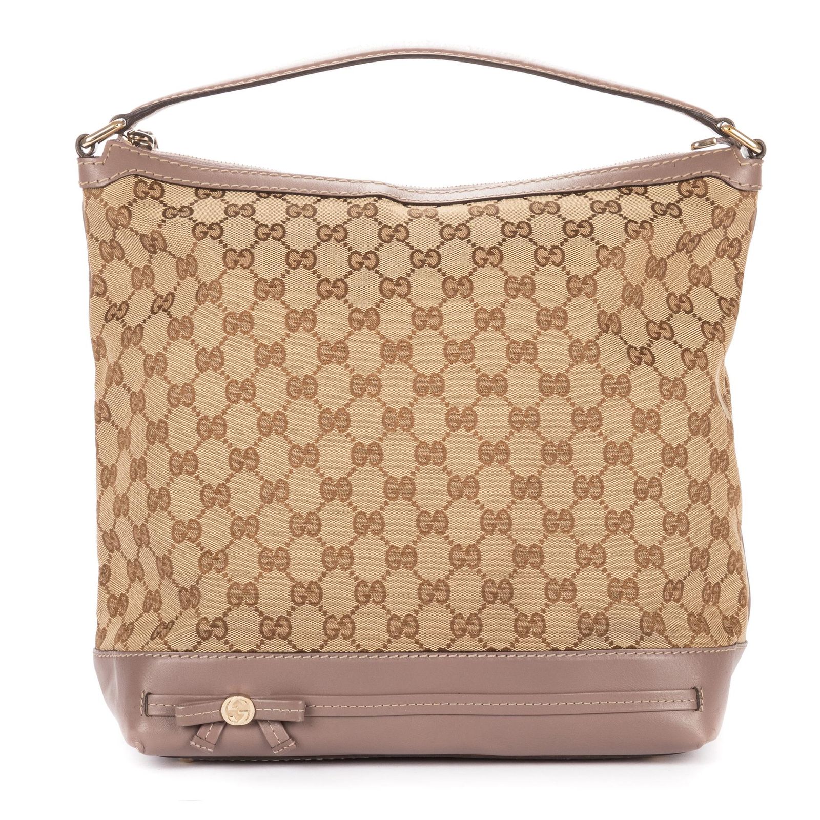 [中古] GUCCI グッチBree Bow Hobo BagベージュGGキャンバスA