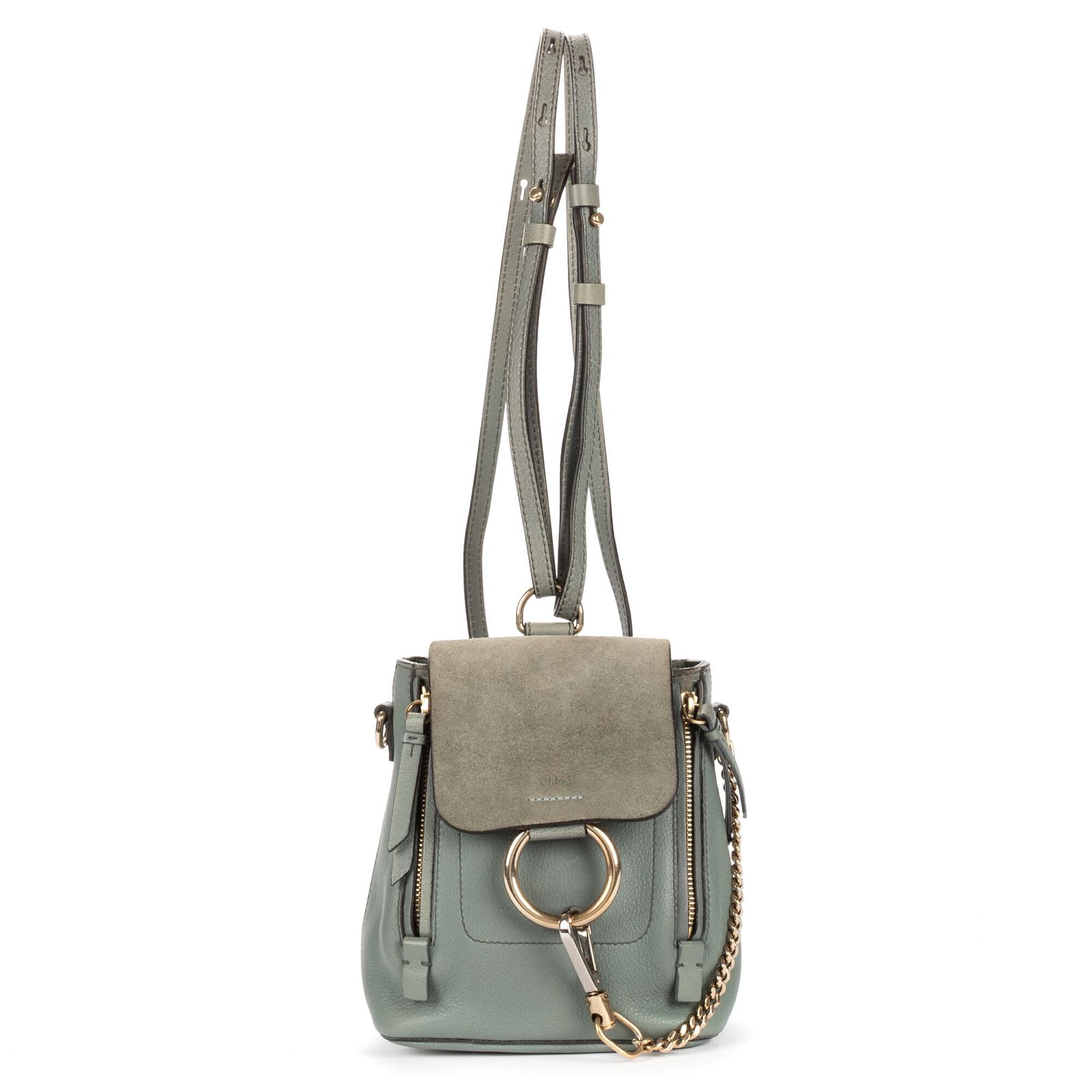 [中古] CHLOE クロエFaye Backpack青スエードレザーAB