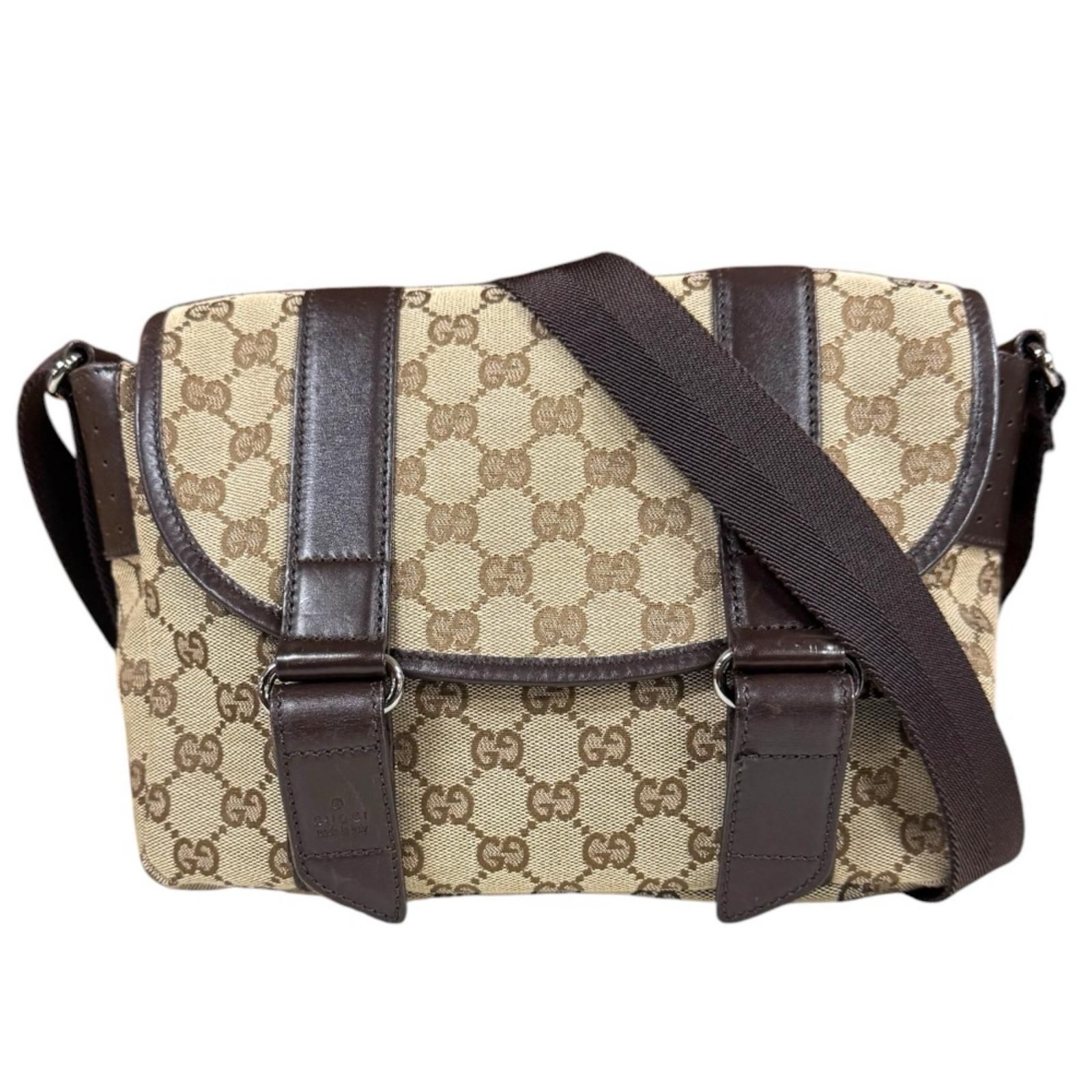グッチ GGキャンバス ショルダーバッグ GGキャンバス 145858 ブラウン レディース GUCCI 中古 グッチ