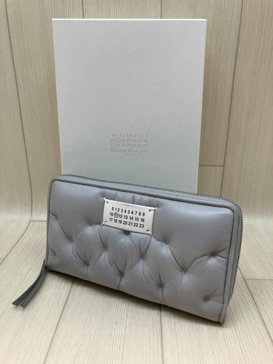 ★ Maison Margiela メゾンマルジェラ ラウンドファスナー長財布 キルティング GLAM SLAM LEATHER WALLET 箱あり グレー系 通年