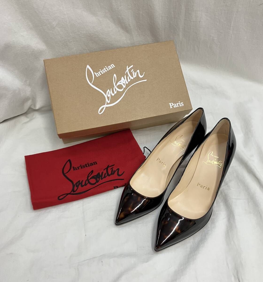[箱・保存袋付] Christian Louboutin クリスチャンルブタン PIGALLE ピガール TURTLE PATENT タートル パテント パンプス ハイヒール 靴 38