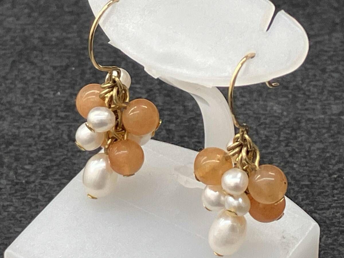 K18 イエローゴールド 総重量2.1g ピアス アクセサリー カラーストーン付き