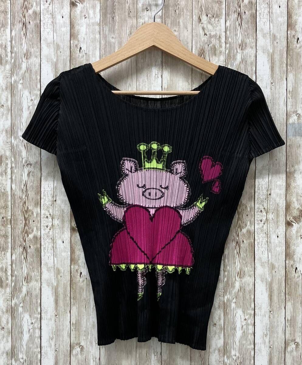 PLEATS PLEASE プリーツプリーズ Tシャツ サイズ3 PP53-JK851 イッセイミヤケ 日本製 ブラック