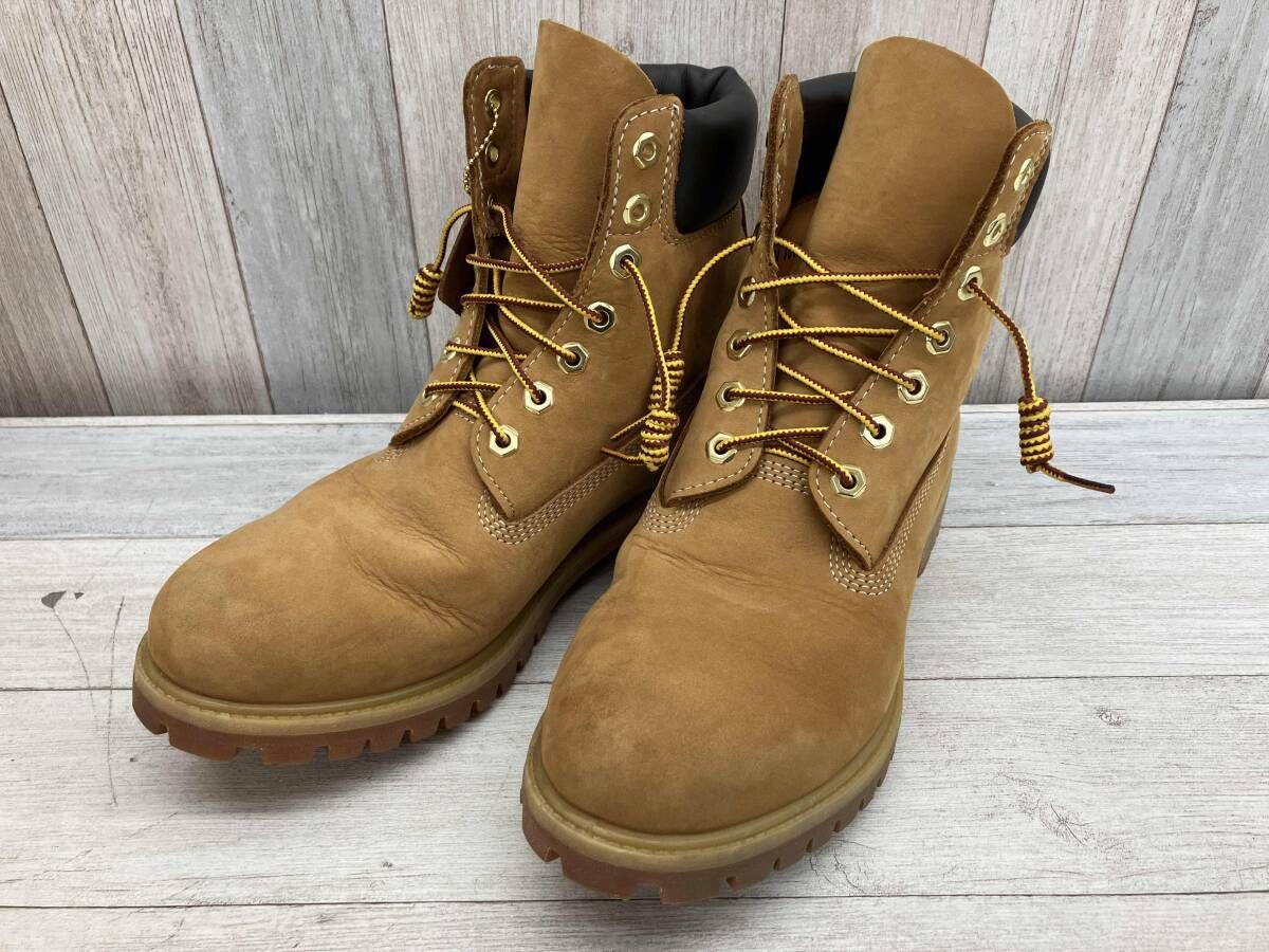 Timberland／ティンバーランド／6INCH PREMIUM BOOTS／イエローブーツ／メンズ／9W／27㎝／ヌバックレザー／キャメル／10061