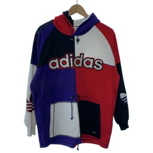 【中古】　adidas　パーカー　80s vintage　80年代　OLD　AA-5203　プルオーバー　トップス　ブランドロゴ　デサント製　日本製　スポーツ　古着　/1930