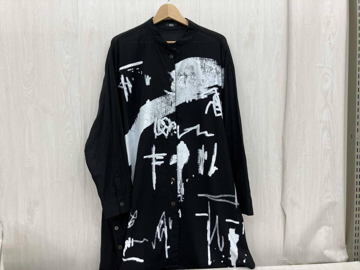 MOYURU アートプリントロングシャツ サイズ L ブラック×ホワイト モユル