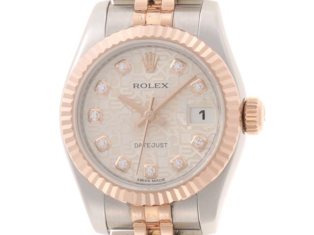 ROLEX ロレックス ウォッチ デイトジャスト 時計 179171 腕時計 ステンレススチール/ピンクゴールド シルバーホリコン／Ｎ１０ＰＤ G番　自動巻き シルバーホリコン／Ｎ１０ＰＤ文字盤 レディース【中古】432