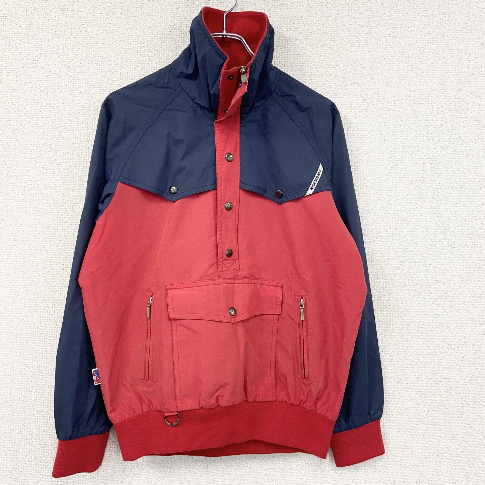 DESCENTE デサント ハーフジップナイロンジャケット 赤 レッド 紺 