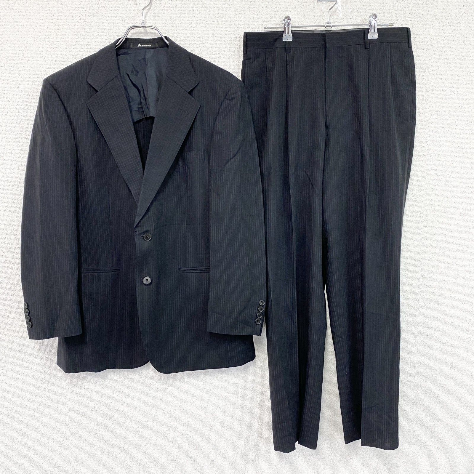 Aquascutum アクアスキュータム セットアップ スーツ ストライプ 黒