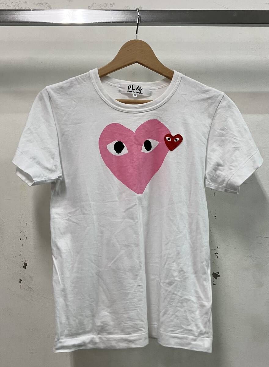 PLAY COMME des GARCONS プレイ コムデギャルソン 半袖Tシャツ カットソー AZ-T105 Double Heart ダブルハート サイズM ホワイト