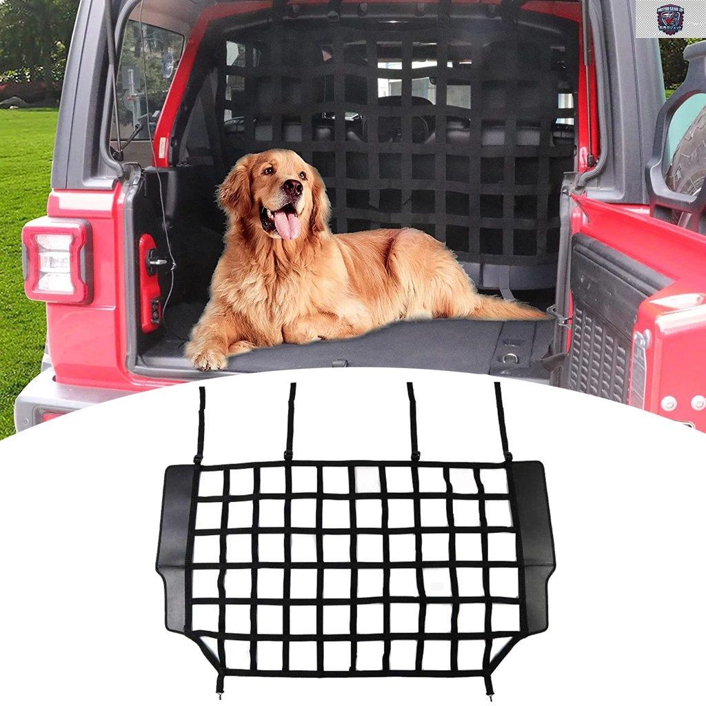 トランクペットネット 後部座席犬用バリア保護隔離仕切りメッシュ ジープ ラングラー JKU JLU 4ドア 2007-2023