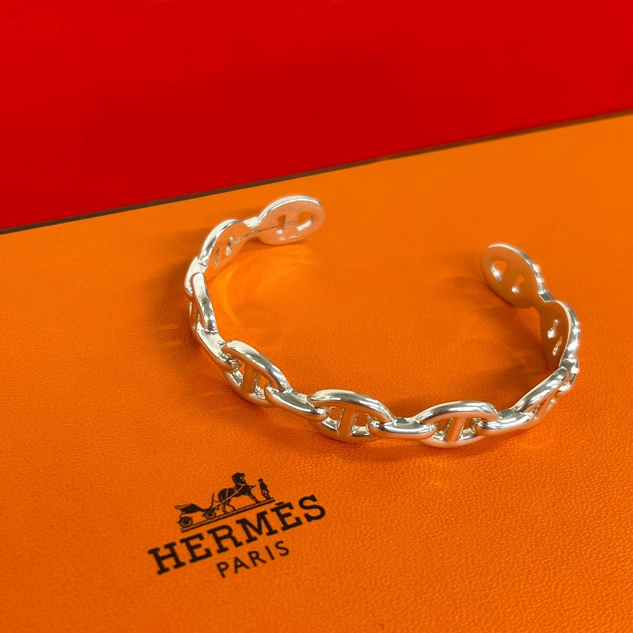 極 美品 希少品 HERMES エルメス アンシェネ バングル シルバー925
