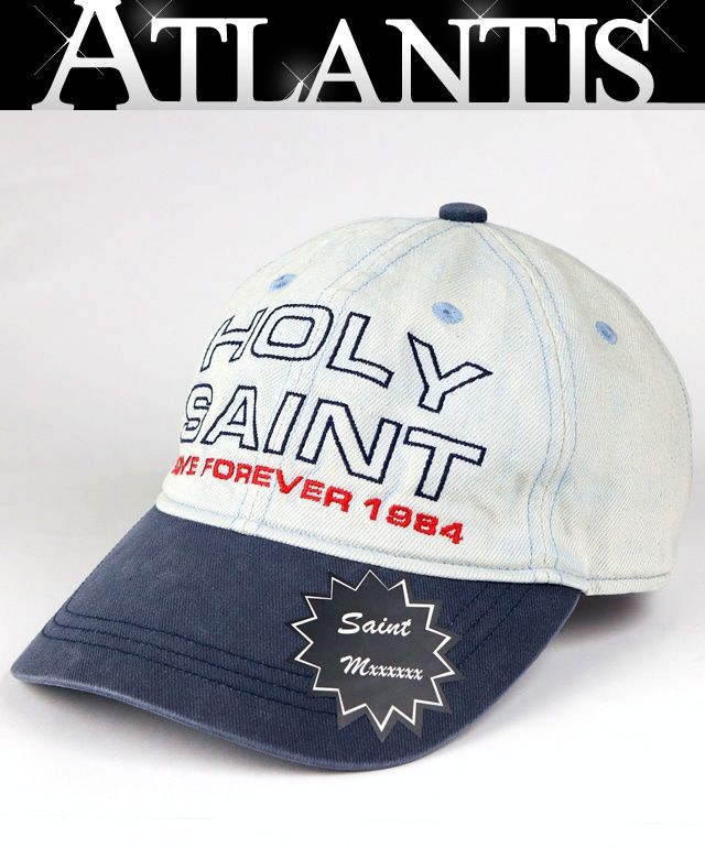 SAINT MICHAEL 銀座店 セント マイケル 新品 26SS 【HOLY SAINT】刺繍 デニム キャップ 帽子 メンズ 青系 103494