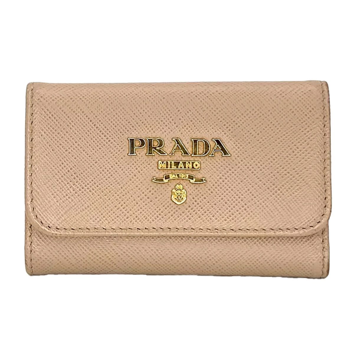 【PRADA】プラダ 4連キーケース レザー ピンクベージュ レッド 赤 ゴールド金具 レディース 【中古】 USED-AB 【9304】