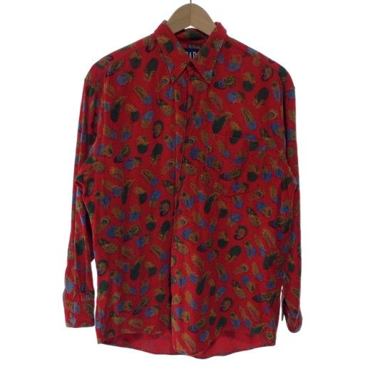 【中古】　GAP　OLD GAP　コーデュロイシャツ　90s vintage　90年代　OLD　長袖　トップス　ボタンダウン　胸ポケット　花柄　古着　/1930