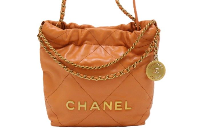 CHANEL シャネル CHANEL22 ショルダーバッグ カーフスキン AS3980 オレンジ/ゴールド金具 レディース【中古】460