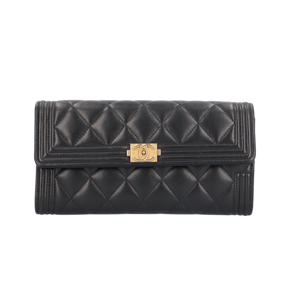 シャネル ボーイシャネル 長財布 ラムスキン A80286 レディース CHANEL 中古 シャネル