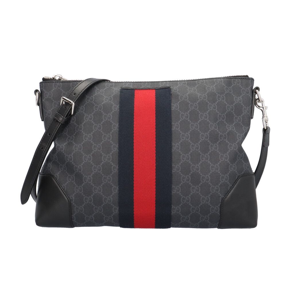 グッチ GGスプリーム シェリーライン ショルダーバッグ GGスプリームキャンバス 474139 ブラック メンズ GUCCI 中古 グッチ