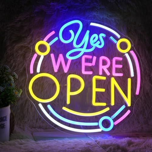 Yes We are Openネオンサイン LED壁の装飾のためオープンネオンライト 調光可能 ネオンライトサイン USB電源 ライトアップ オープンネオン看板 ストア レストラン バー パーティー装飾オープンサイン(12.8 '' * 12 dcb993ae