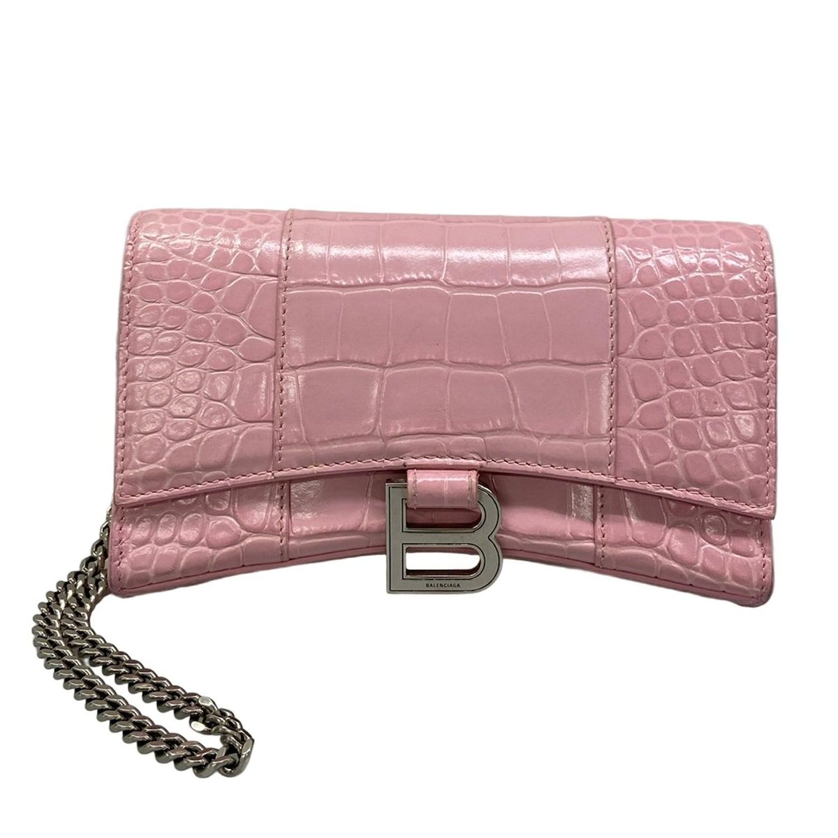 BALENCIAGA(バレンシアガ) 財布 アワーグラス 656050 ピンク チェーンウォレット/型押し加工 レザー