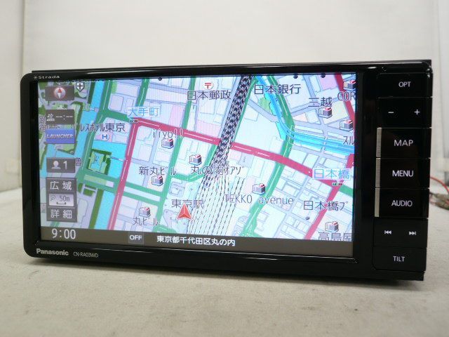 【中古】 2026年版 パナソニック ストラーダ CN-RA03WD メモリーナビ 地デジ/フルセグ/DVD/SD/USB/ブルートゥース/ハンズフリー iPhone接続ケーブル付