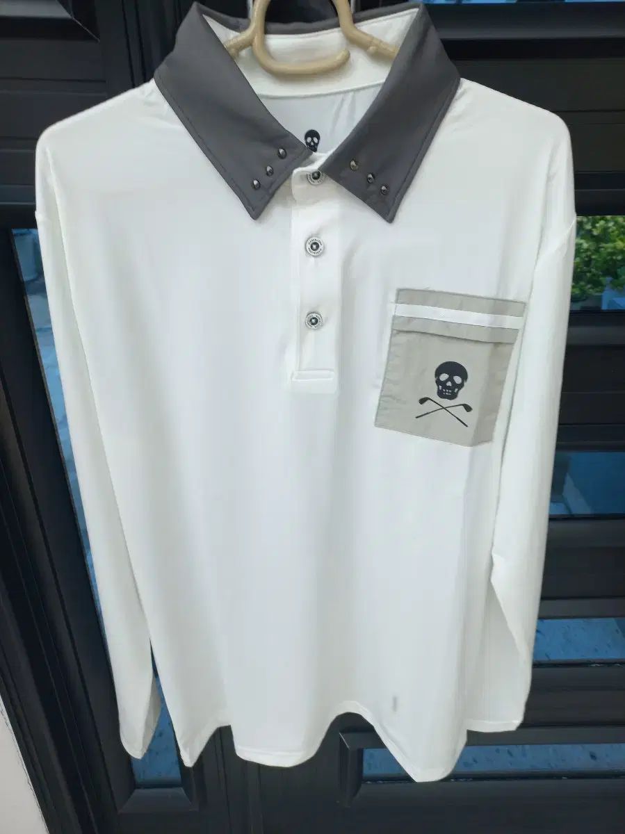 新品 MARK & LONA マークアンドロナ スカル ゴルフ 長袖 薄い カラーTシャツ 白 M(95 100)