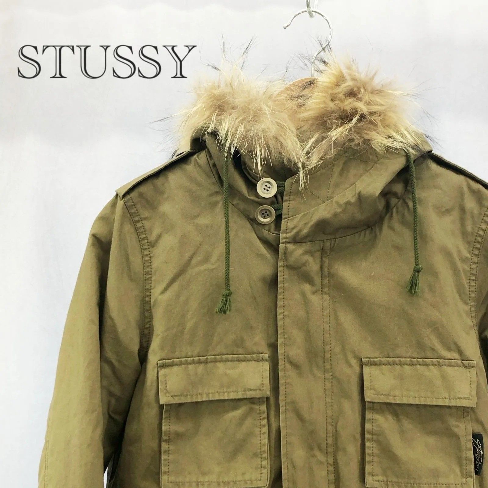 STUSSY ステューシー モッズコート ライナー付 ミリタリーコート コート アウター SMALL カーキ レディース ファッション