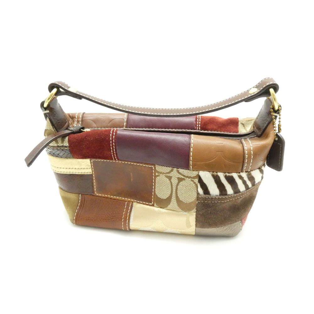 美品 COACH コーチ ポーチ パッチワーク ミニハンドバッグ レディース AM8901