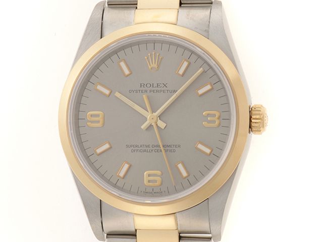 ROLEX ロレックス ウォッチ オイスター パーペチュアル 時計 14203 腕時計 ステンレススチール/イエローゴールド グレー Ｔ番 自動巻き グレー文字盤 メンズ【中古】432