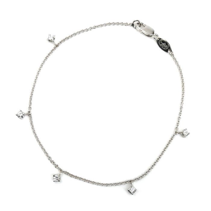 STAR JEWELRY スタージュエリー K18WG ホワイトゴールド ブレスレット ダイヤモンド0.18ct 1.9g 17.5cm レディース 中古