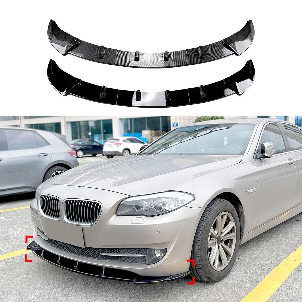 BMW 5シリーズ 5 Series F10 前期 2011-2014 標準仕様対応 フロントリップスポイラー フロントアンダーパーツ フロントバンパー下部 外装パーツ ピアノブラック カーボン調 前まわりを引き締めるスポーティデザイン ドレスアップ用品
