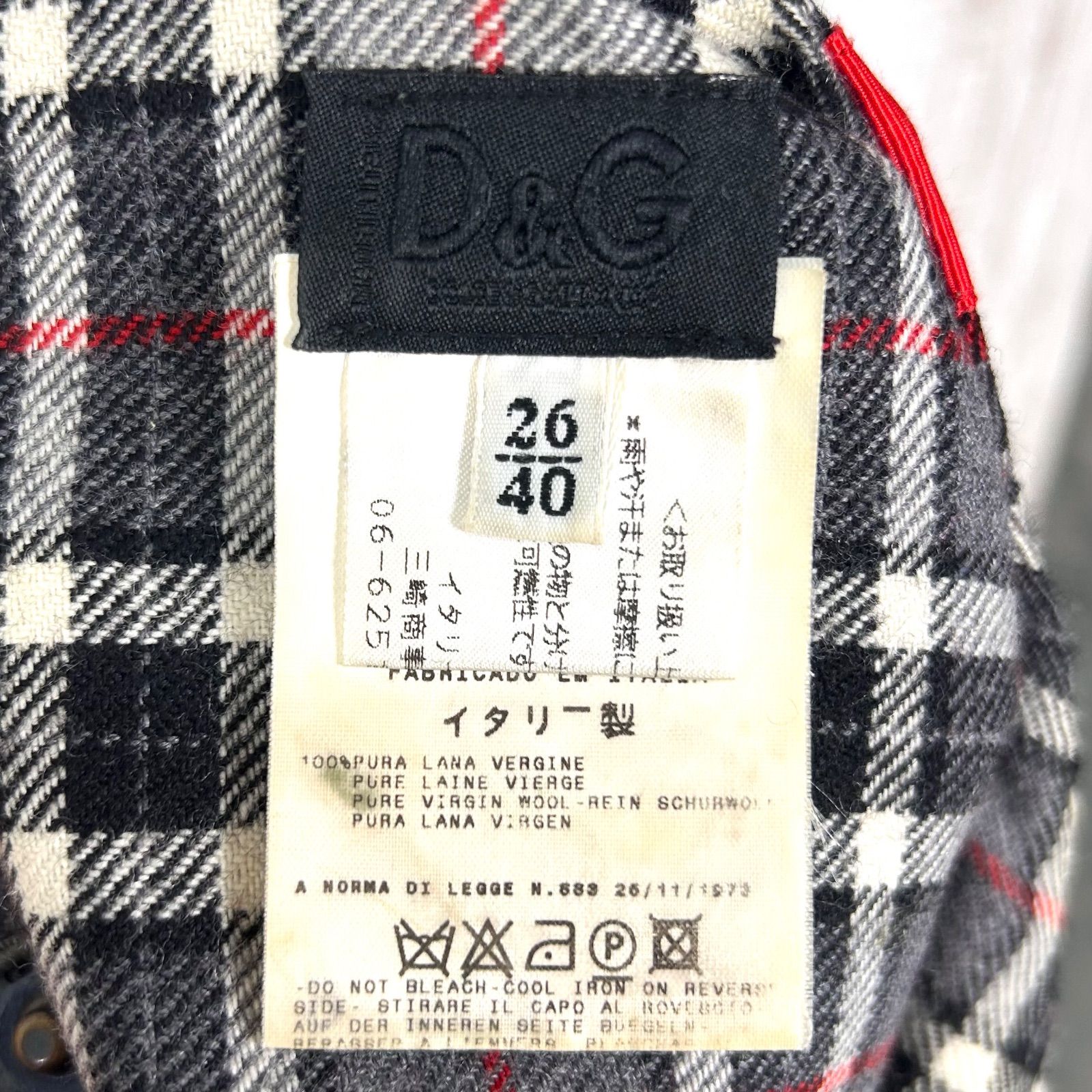 00s D&G DOLCE&GABBANA ドルチェアンドガッバーナ チェック ウール