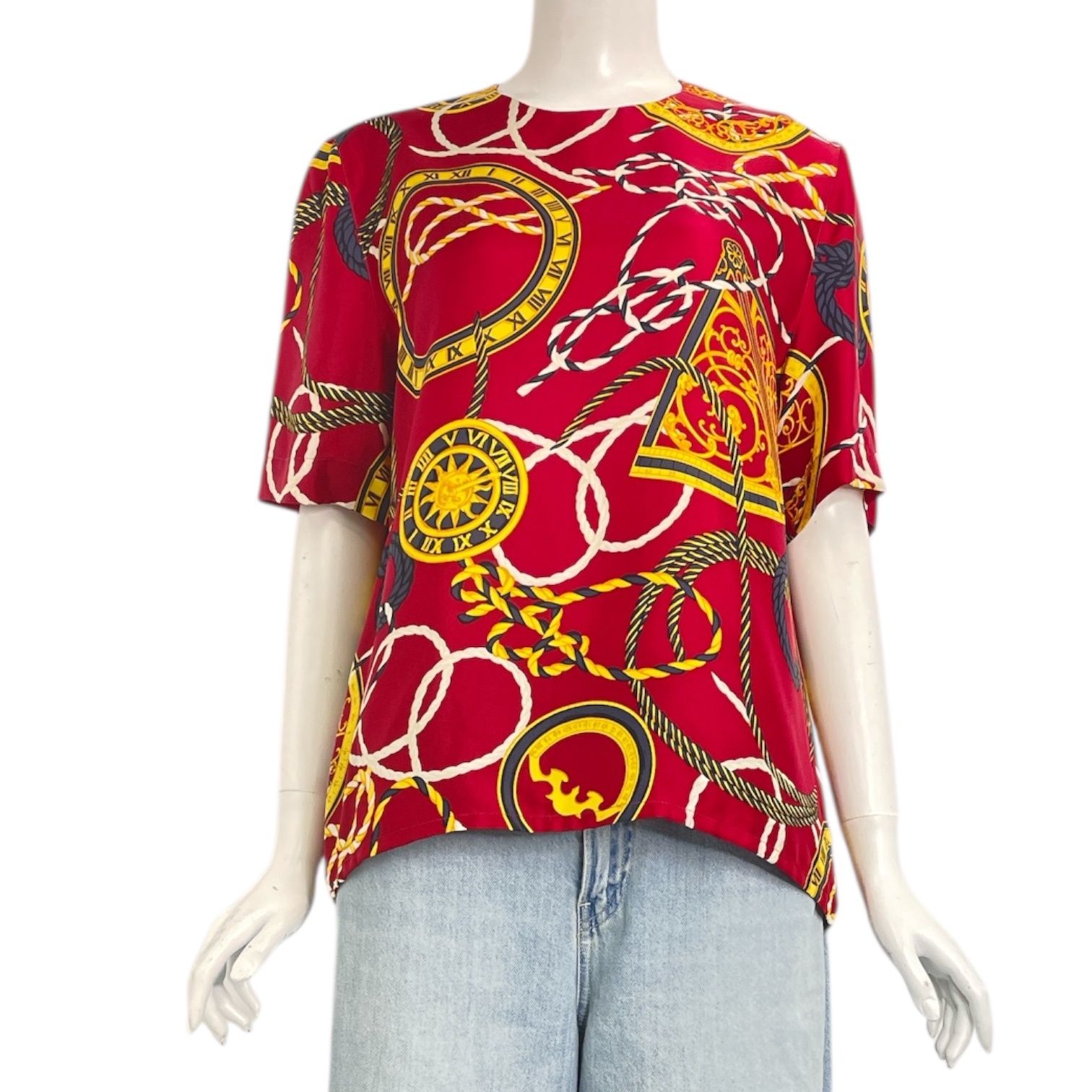 極美品 CELINE セリーヌ Tシャツ 総柄 ロゴ レッド サイズ42