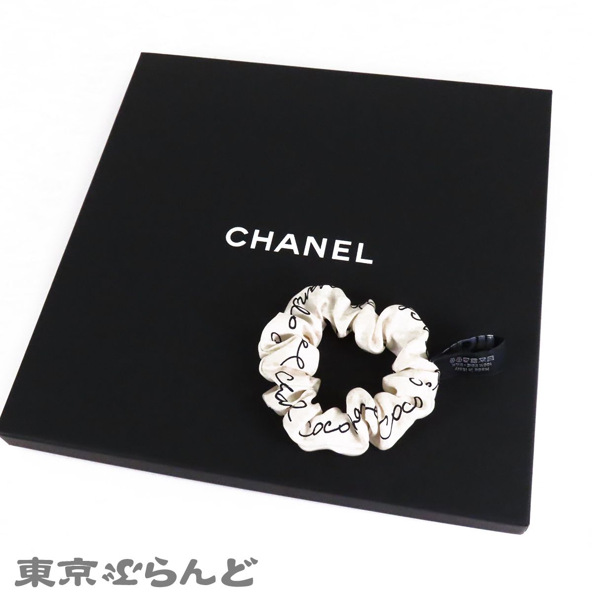 シャネル CHANEL スカーフ シュシュ セット アイボリーxブラック