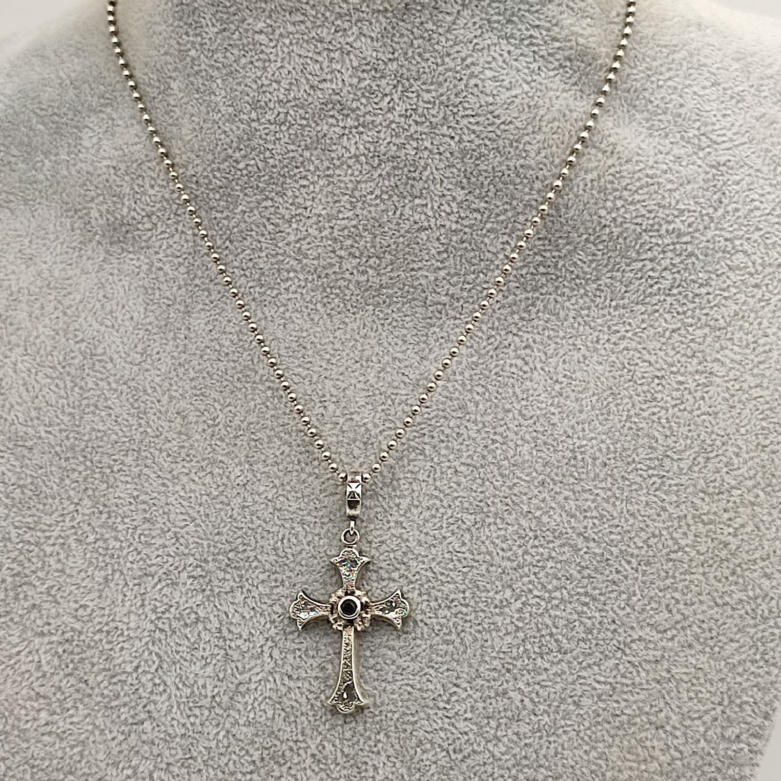 美品】ローリーロドキン アンティークリーフクロスペンダントトップ