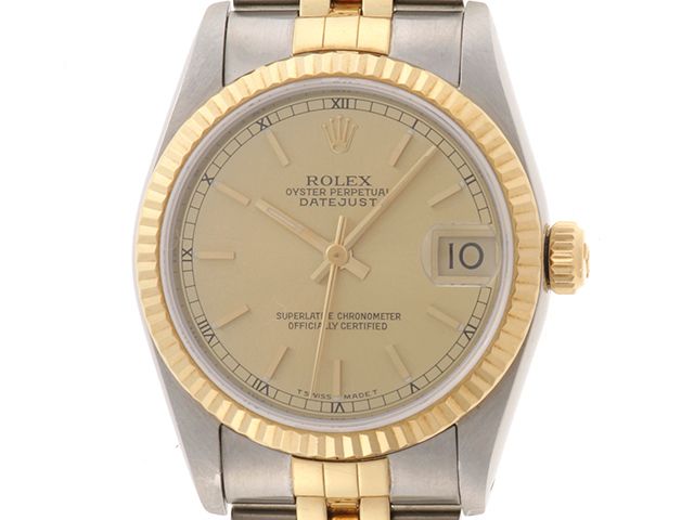 ROLEX ロレックス ウォッチ デイトジャスト 時計 68273 腕時計 ステンレススチール/イエローゴールド シャンパン Ｎ番 自動巻き シャンパン文字盤 ユニセックス【中古】432