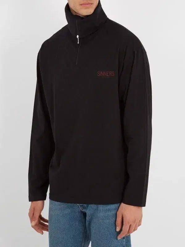 SINNERS 1/4 ジップアップ ブラック 長袖 Tシャツ
