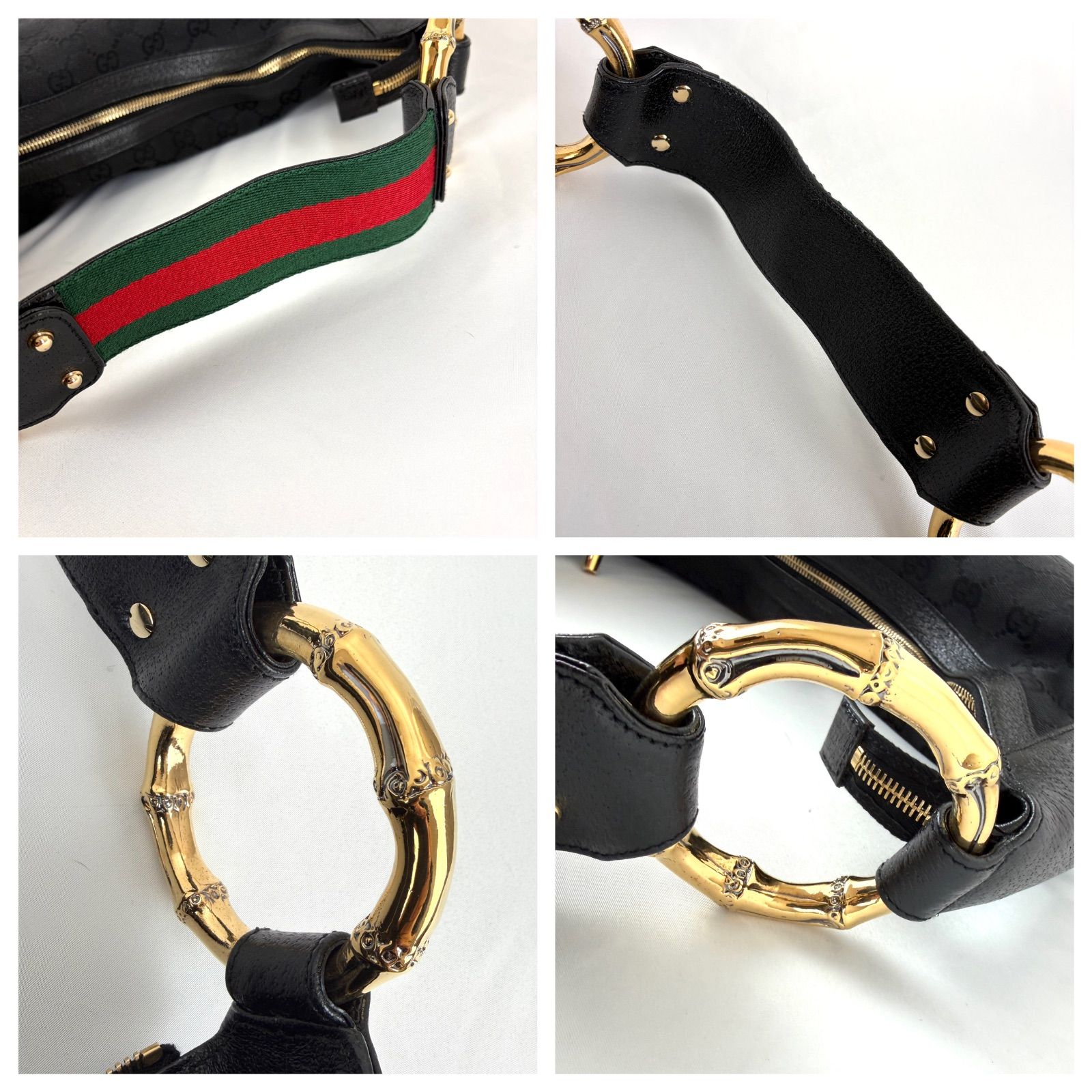 GUCCI グッチ メタルバンブー GGキャンバス シェリーライン ワン 