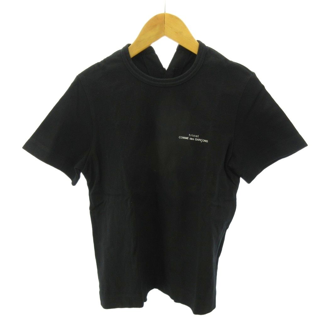 トリココムデギャルソン tricot COMME des GARCONS AD2000 ロゴ Tシャツ カットソー プリント バックジップ 半袖 黒 ブラック 0605