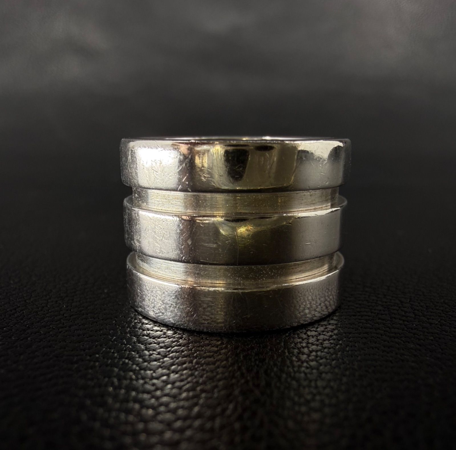 Old GUCCI Silver 3-Line Wide Ring | イタリア製 グッチ シルバー925 3連風 ワイドリング 10.5号 14.8g | メンズ ピンキー | Cabinet Vintage