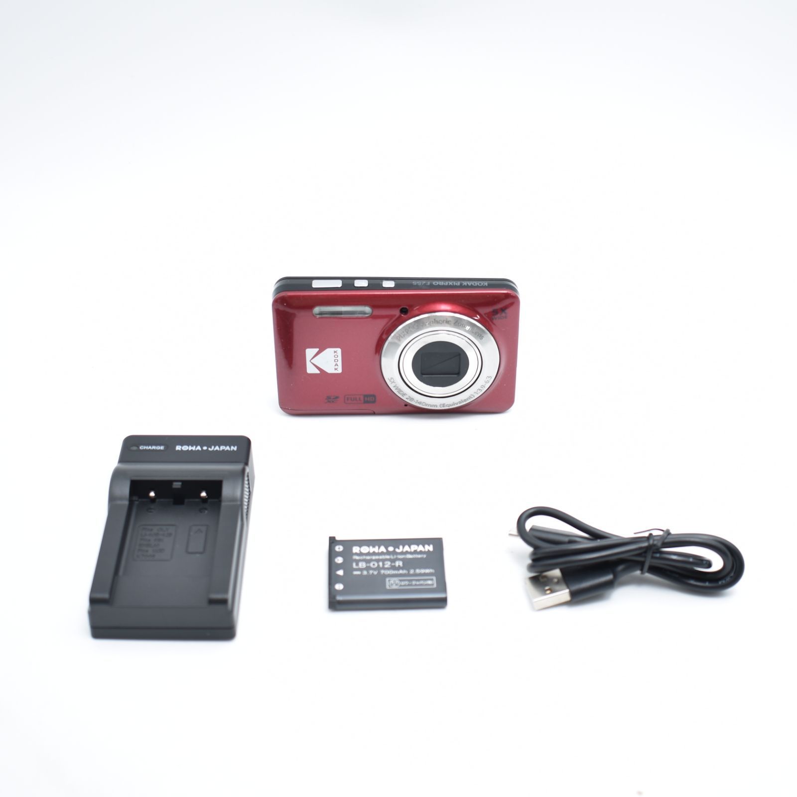 B#12632 KODAK (コダック) PIXPRO 使いやすい ズーム FZ55-RD 16MP デジタルカメラ 光学5倍ズーム 広角 28mm 2.7インチ液晶画面 (レッド)
