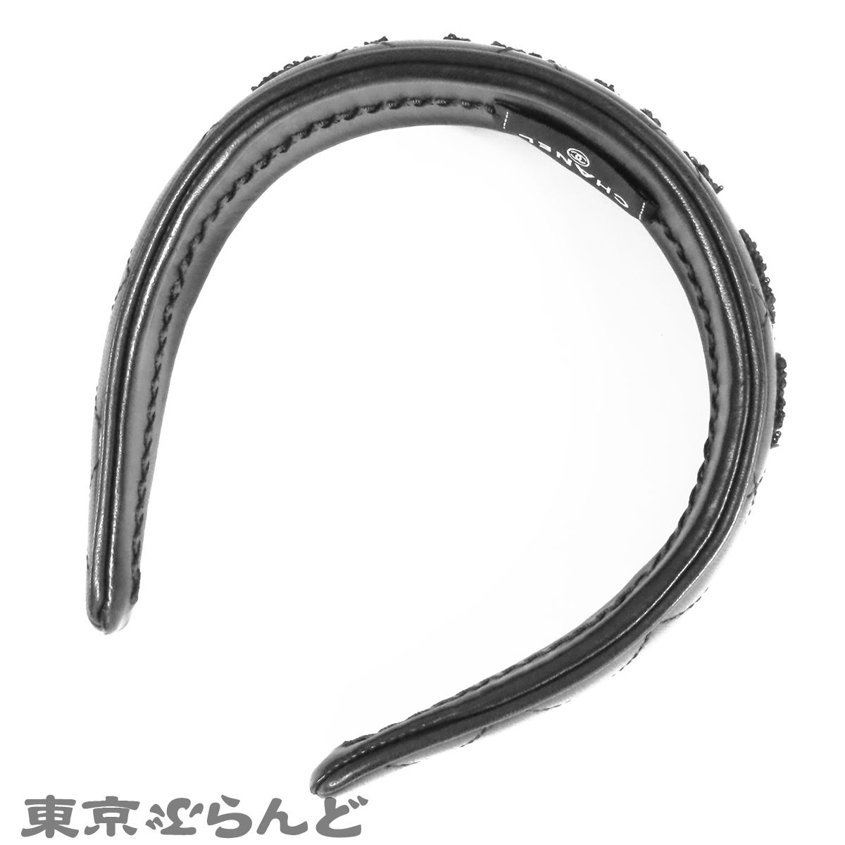 シャネル CHANEL カチューシャ ブラック 黒 レザー マトラッセステッチ