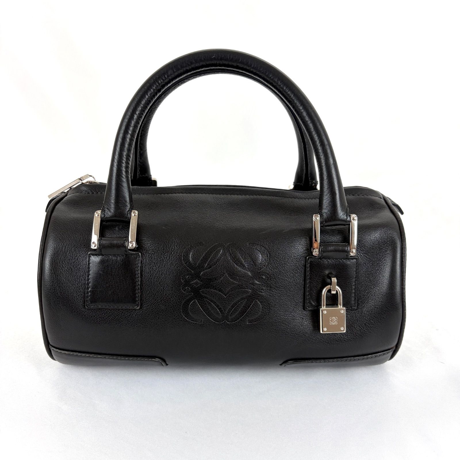 LOEWE ロエベ アナグラム ミニボストン ハンドバッグ ナッパレザー ブラック