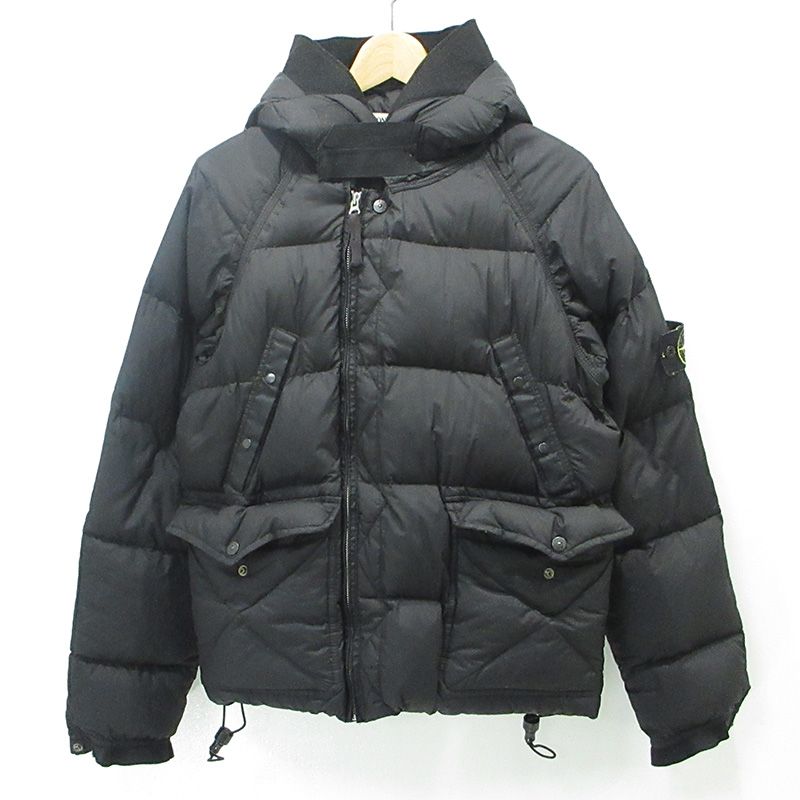 【三重本店】 中古 STONE ISLAND | ストーンアイランド ロゴワッペン襟2WAYダウンジャケット 47154U24 ブラック サイズ：S 【108】