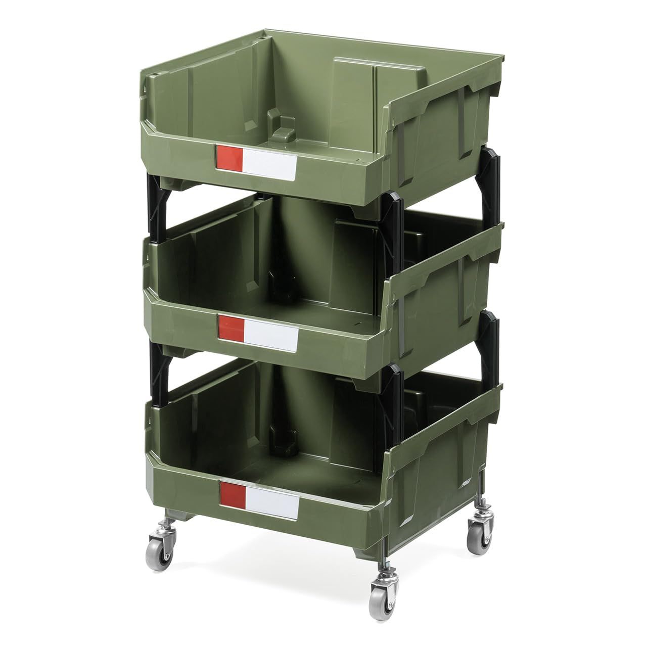 サンワダイレクト キッチンワゴン ツールワゴン 3段 キャスター付き 【耐荷重120kg】 ボックスの取り外し可能 カーキ 100-CART021ts