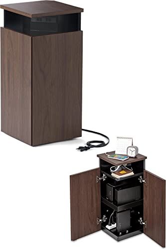 サンワダイレクト ルーター収納ボックス 縦長 高さ58cm コンセント付き 木製 電話台 モデム ルーター 収納 幅26cm コーナー設置 ダークブラウン 200-CB032DBRMts