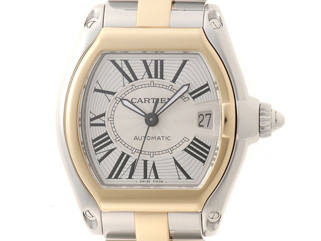 CARTIER カルティエ ロードスター LM W62031Y4 腕時計 ステンレススチール/K18イエローゴールド シルバー文字盤 自動巻き メンズ【中古】472