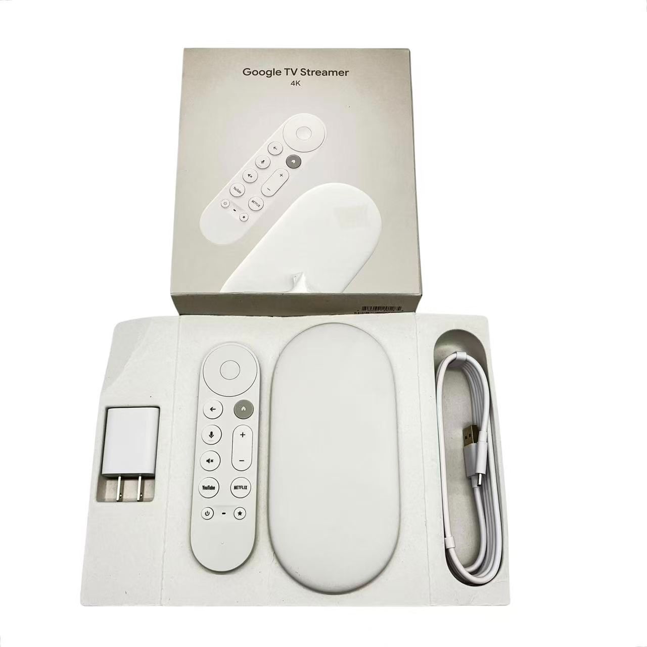 #M1143 Google TV Streamer 4K フルセット リモコン付 電源アダプター付 箱あり 美品 通電確認済 HDMI ストリーミングデバイス YouTube Netflix対応