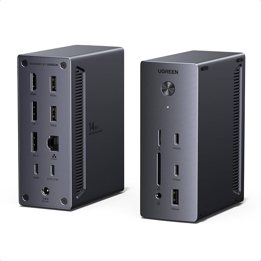 UGREEN ドッキングステーション 14-in-1 3画面出力 ノートPC100W充電 2つのDP&HDMI（DP-4K120Hz HDMI-4K60Hz） usb ドッキングステーション 10Gbps高速転送 PD3.0・USB-C/A3.2ポート