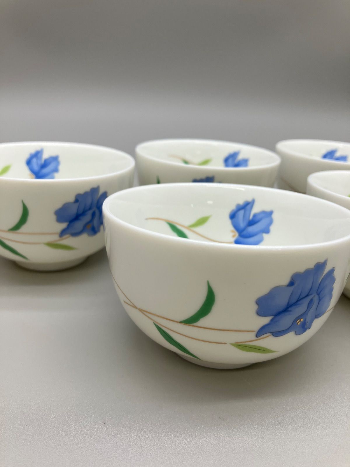 青い花 煎茶揃え 5客 陶器 湯呑 5客 冷茶 - メルカリ